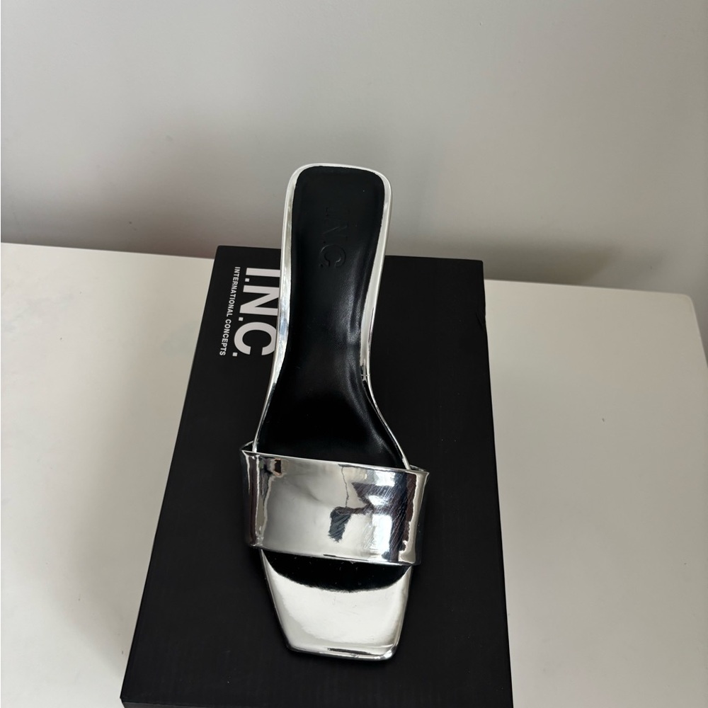 INC Candina Silver Slide Sandals